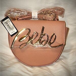 Bebe Blush Crossbody with Gold Script Logo